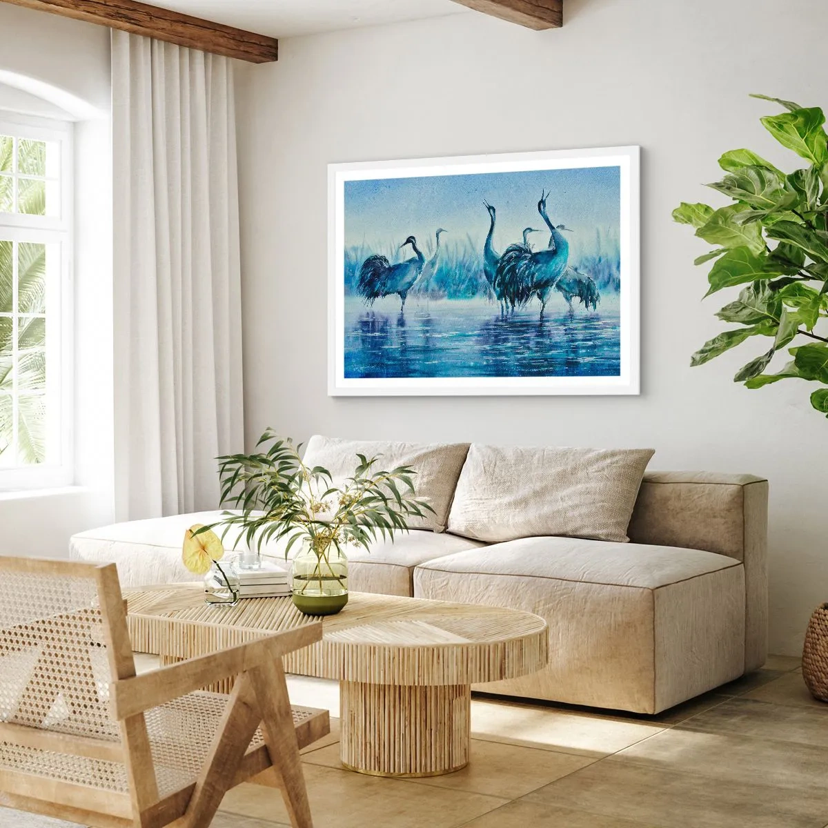 Pôster em moldura branca - Reunião matinal - 70x50 cm