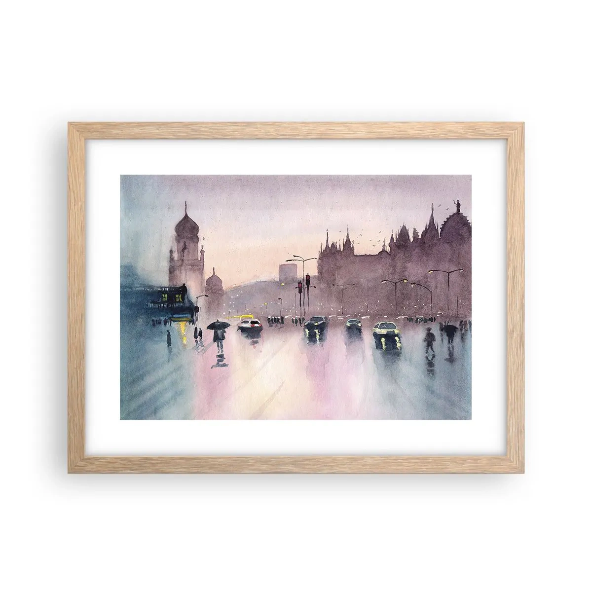 Pôster com moldura de carvalho claro - Na névoa chuvosa - 40x30 cm