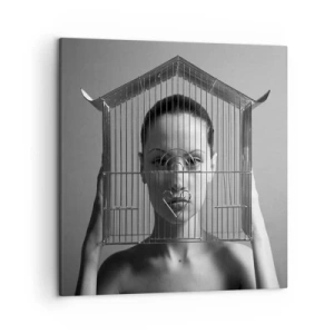 Quadro em tela - Retrato um pouco surreal - 50x50 cm