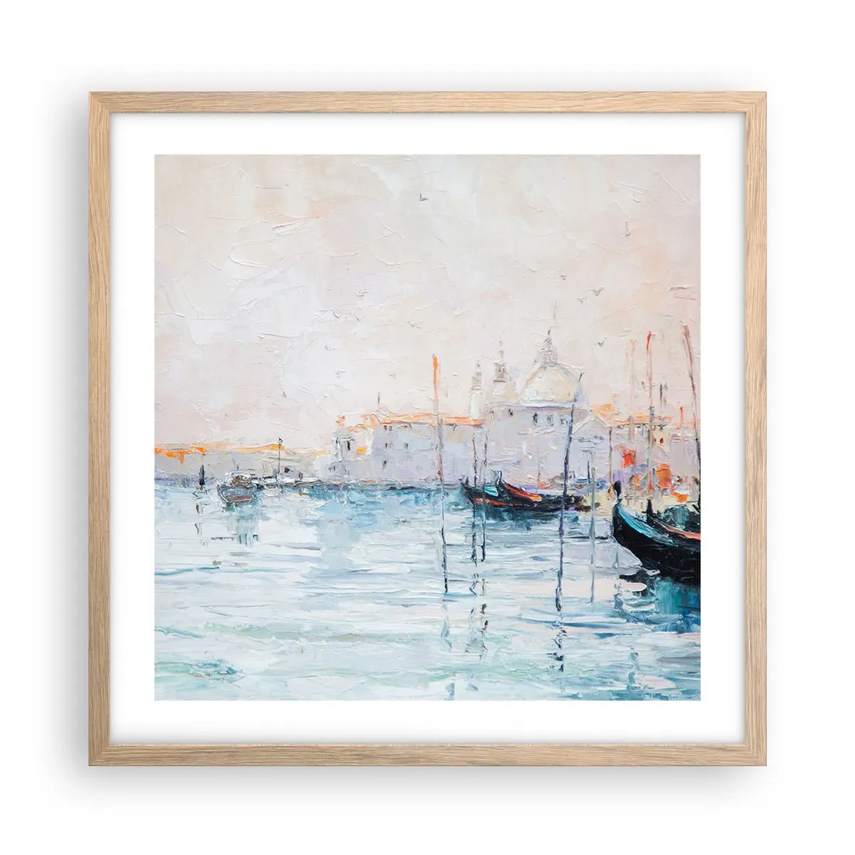 Pôster com moldura de carvalho claro - Além da água, atrás do nevoeiro - 50x50 cm