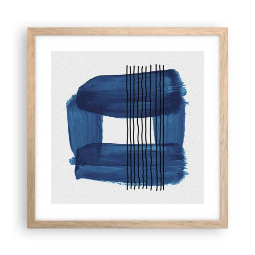 Pôster com moldura de carvalho claro - Composição azul-negra - 40x40 cm