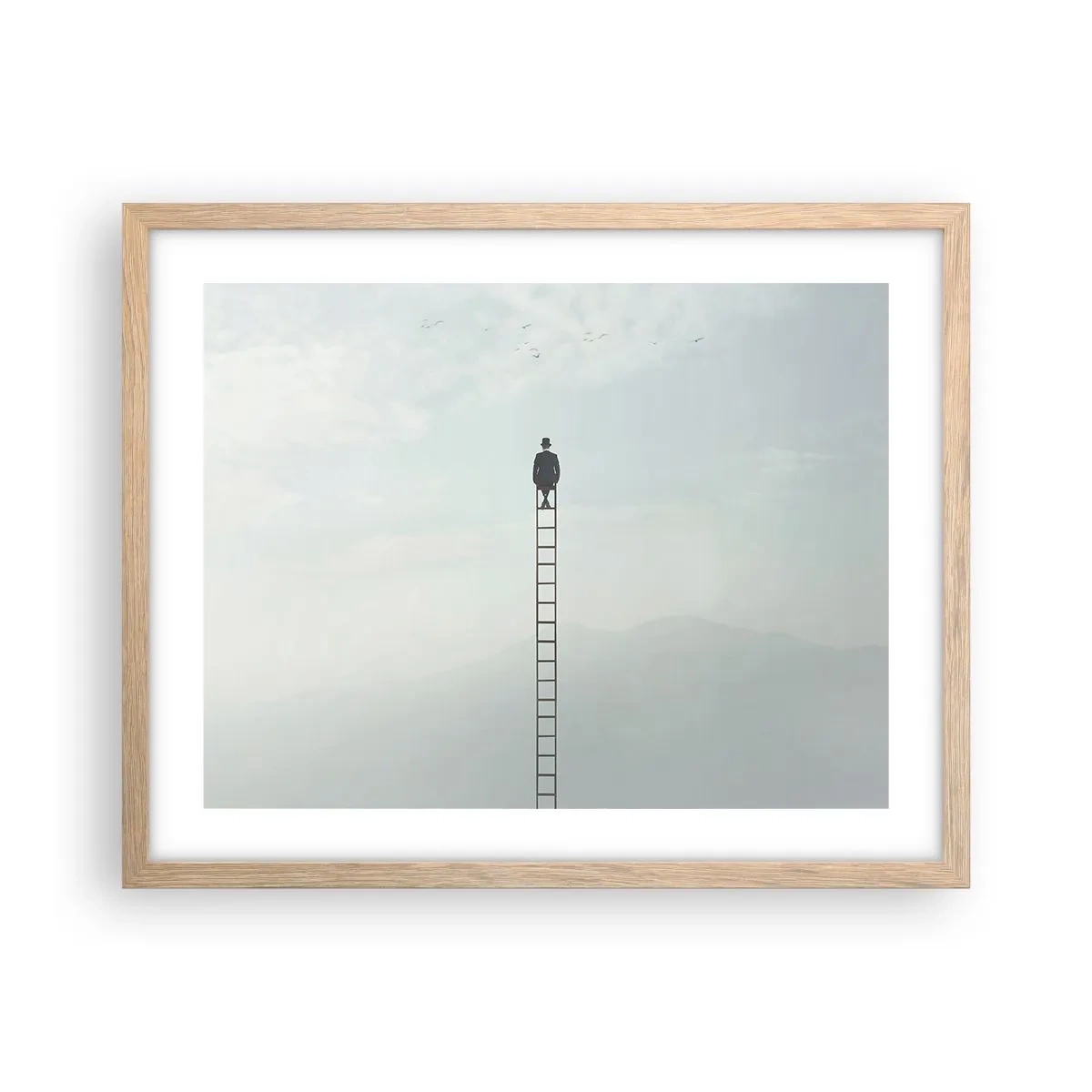 Pôster com moldura de carvalho claro - Vá além - 50x40 cm