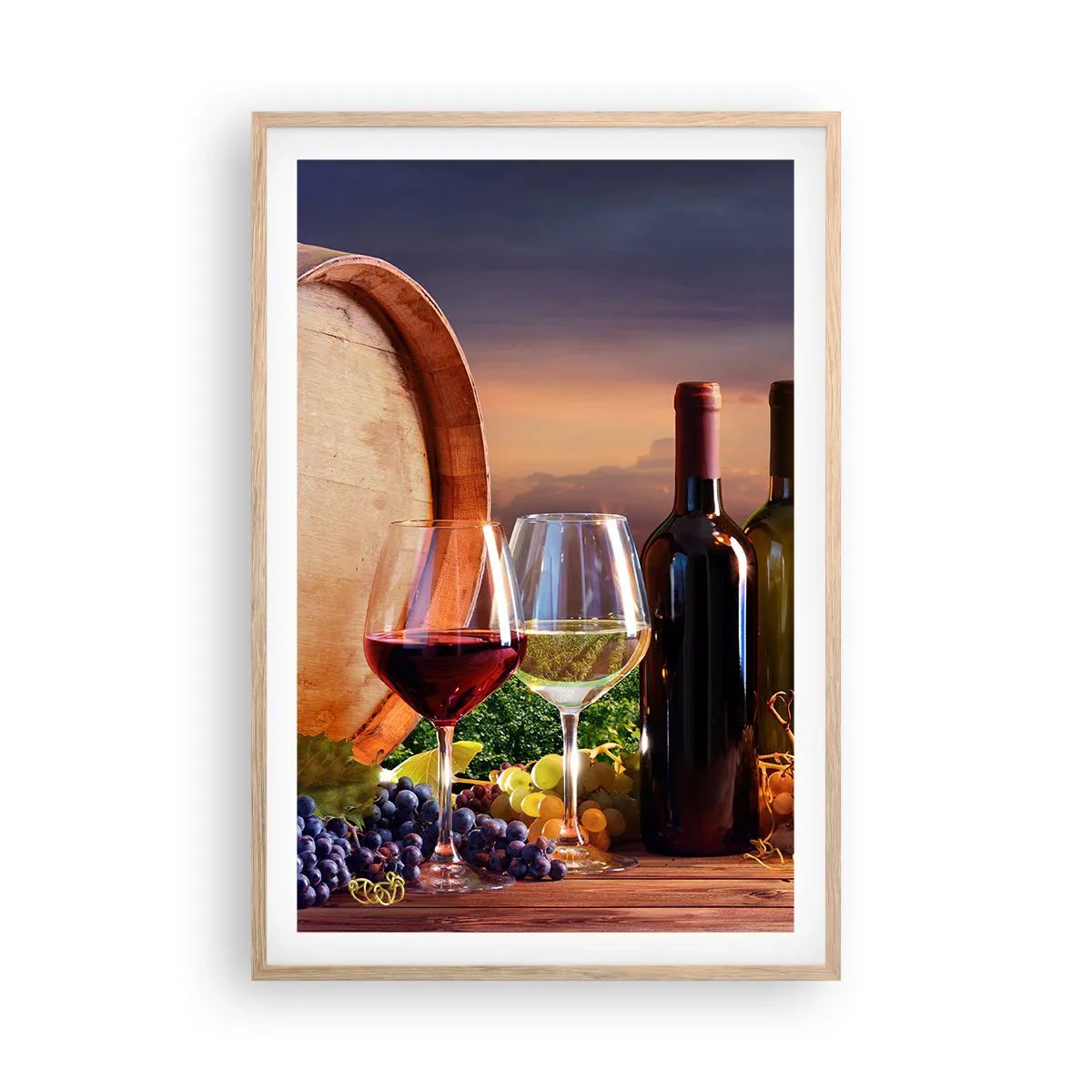 Pôster com moldura de carvalho claro - Aqui a vida tem um sabor - 61x91 cm