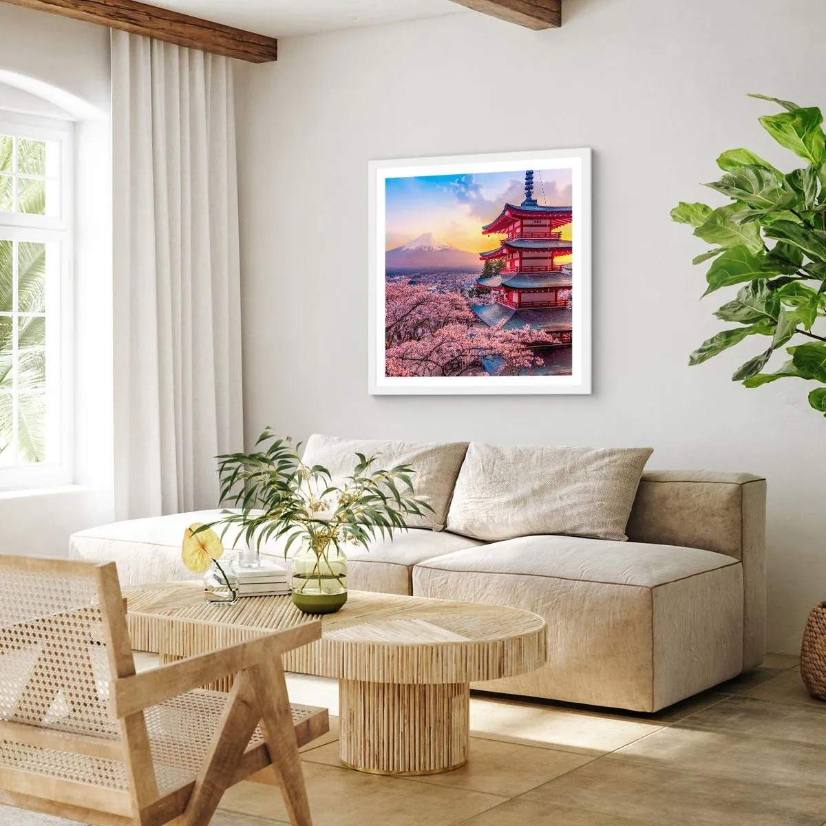 Pôster em moldura branca - A essência do espírito japonês - 40x40 cm