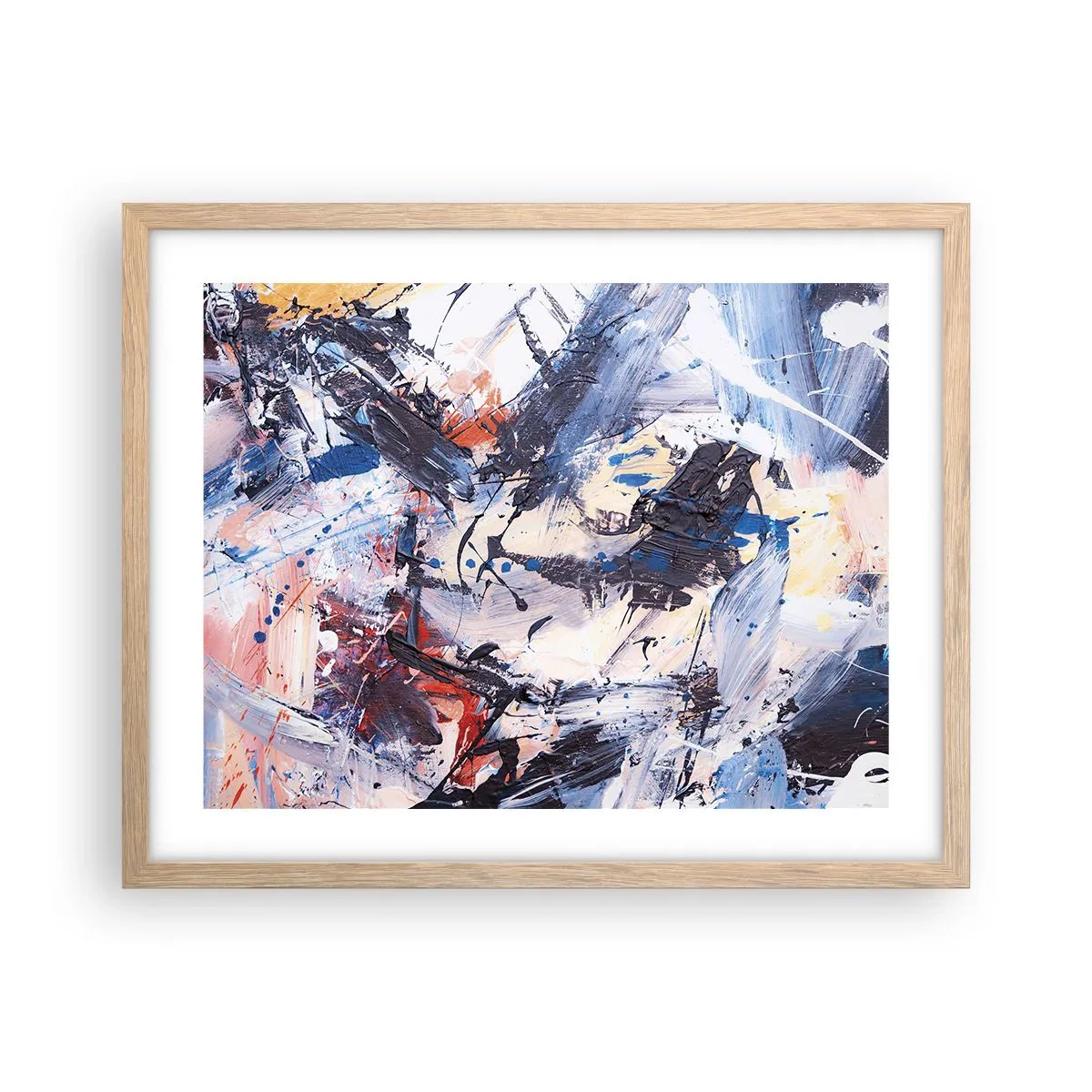 Pôster com moldura de carvalho claro - Dança louca da abstração - 50x40 cm