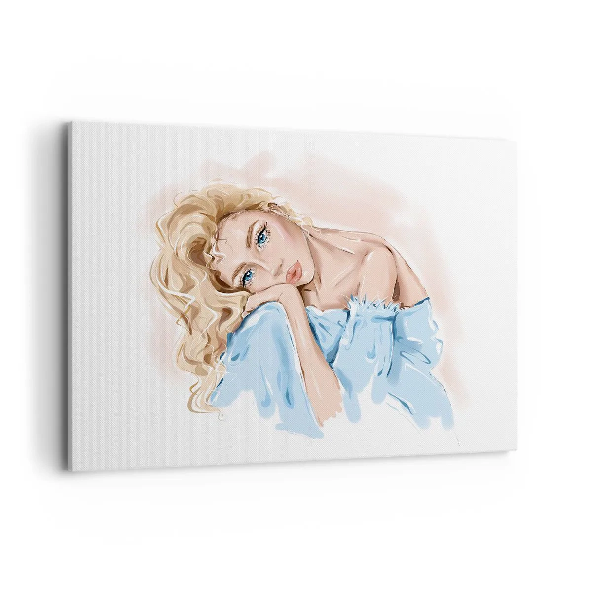 Quadro em tela - Sonhadora em azul - 100x70 cm