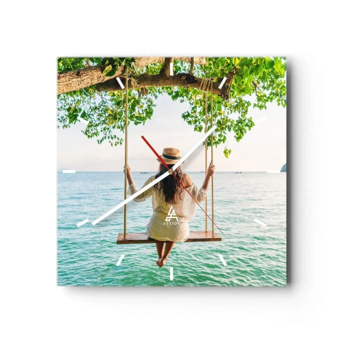 Relógio de parede - Relógio em vidro - A vida é bela - 30x30 cm