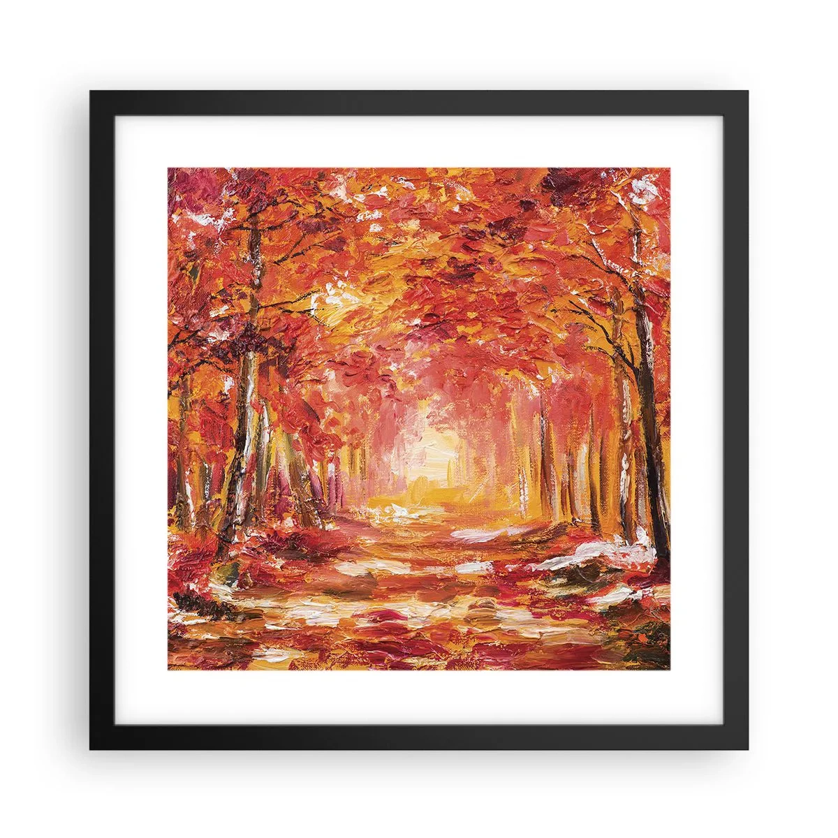 Pôster com moldura preta - Floresta de cobre - 40x40 cm