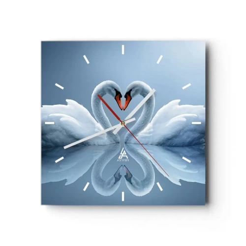 Relógio de parede - Relógio em vidro - Hora do amor - 30x30 cm