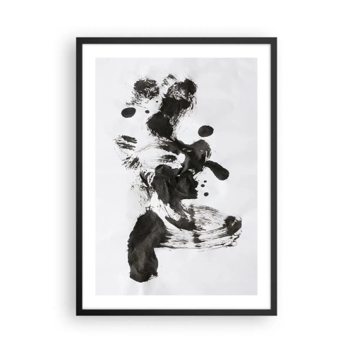 Pôster com moldura preta - Abstração em preto e branco no estilo expressionista - 50x70cm - Existe um método para a loucura? - Decoração de parede moderna para a sala de estar e quarto ARTTOR