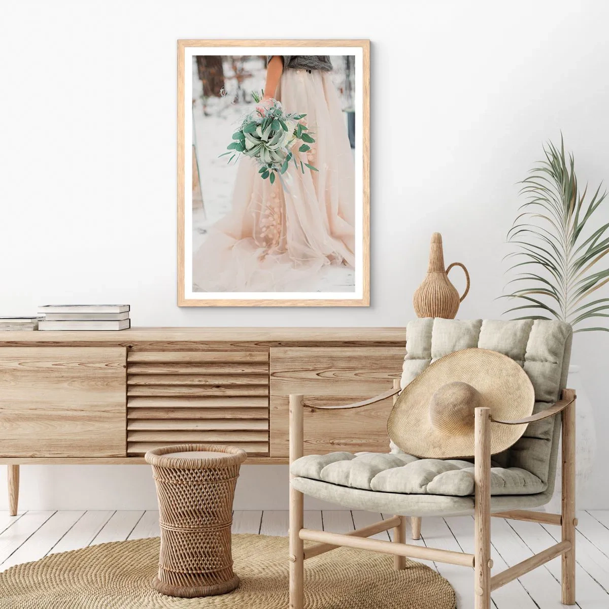 Pôster com moldura de carvalho claro - E viveram felizes para sempre - 50x70 cm