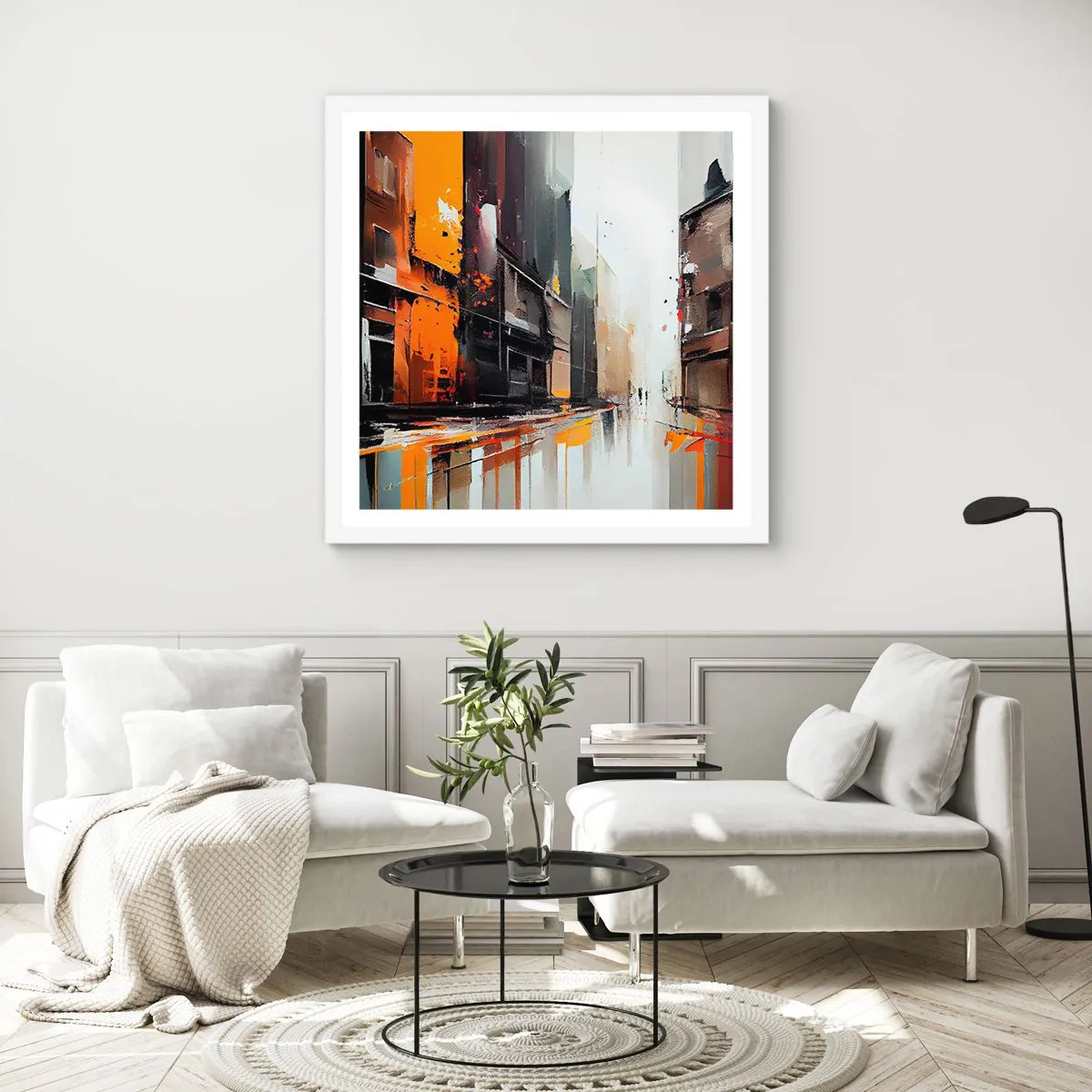 Pôster em moldura branca - Dia chuvoso - 40x40 cm