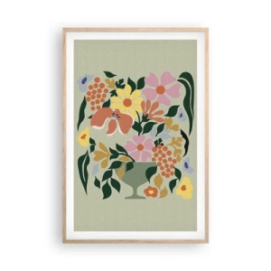 Pôster com moldura de carvalho claro - Um buquê cheio de vida - 61x91 cm