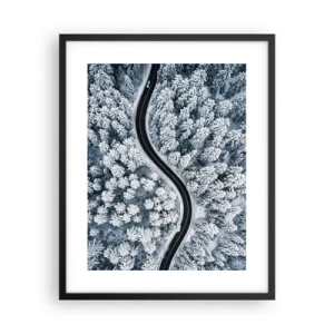 Pôster com moldura preta - Pelaa floresta no inverno - 40x50 cm