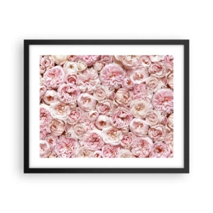 Pôster com moldura preta - Uma cama de rosas - 50x40 cm