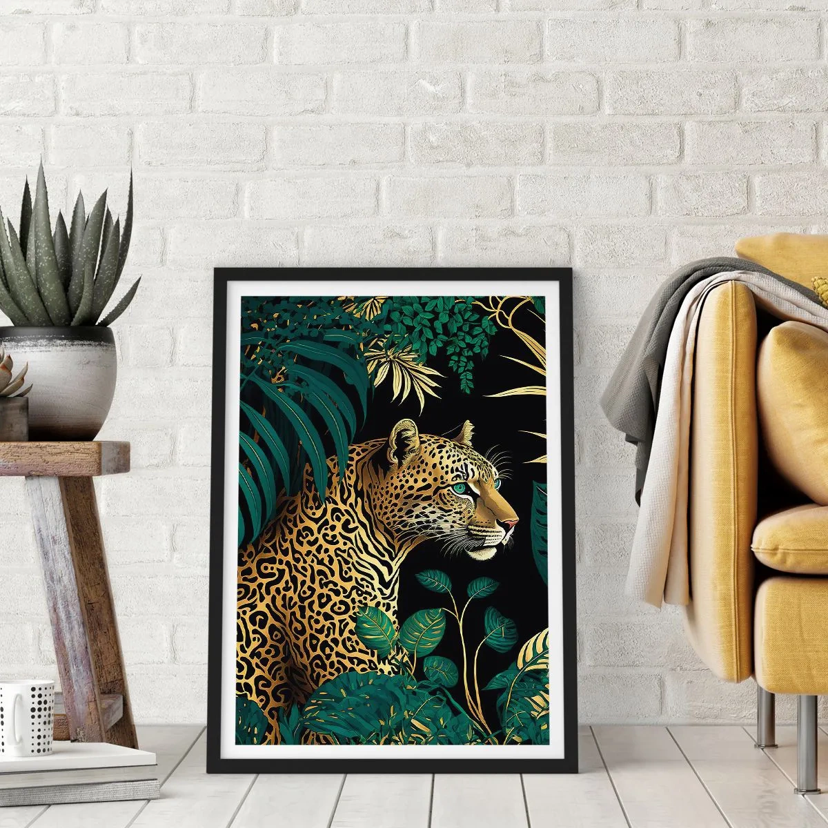 Pôster com moldura preta - Um anfitrião na selva - 30x40 cm