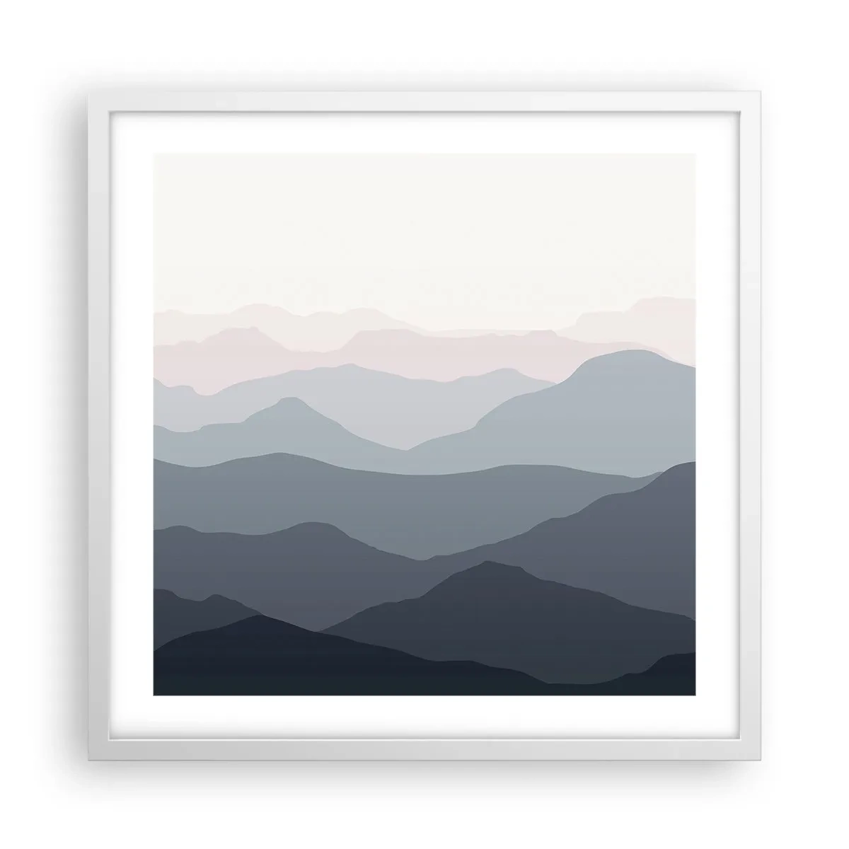 Pôster em moldura branca - Ondas de montanha - 50x50 cm