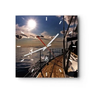 Relógio de parede - Relógio em vidro - Sob velas em direção ao sol - 30x30 cm