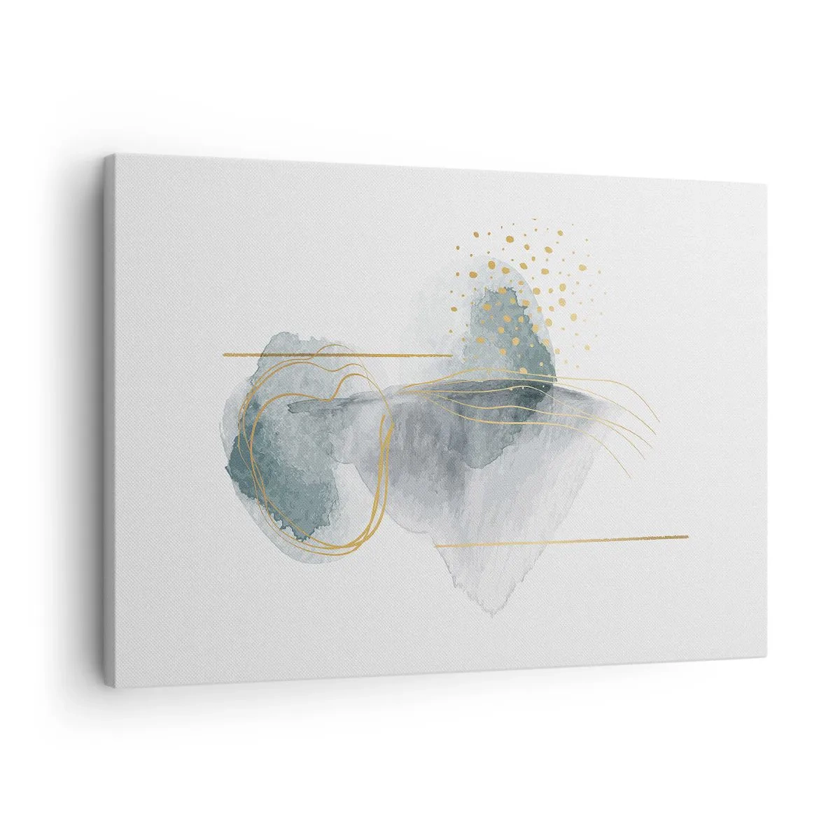 Quadro em tela - Uma composição abstrata em tons de turquesa e dourado. - 70x50cm - Sobre a relação entre o cinza e o dourado - Decoração de parede moderna para a sala de estar e quarto ARTTOR