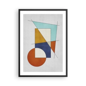Pôster com moldura preta - Abstração geométrica com figuras e linhas coloridas - 50x70cm - Abstração: diversão modernista - Decoração de parede moderna para a sala de estar e quarto ARTTOR