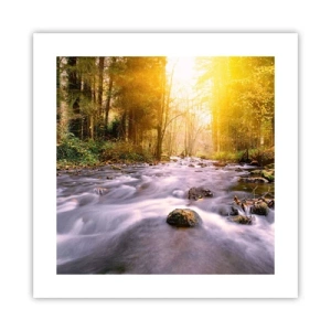 Pôster - Malaquita em um cenário de ouro e prata - 40x40 cm