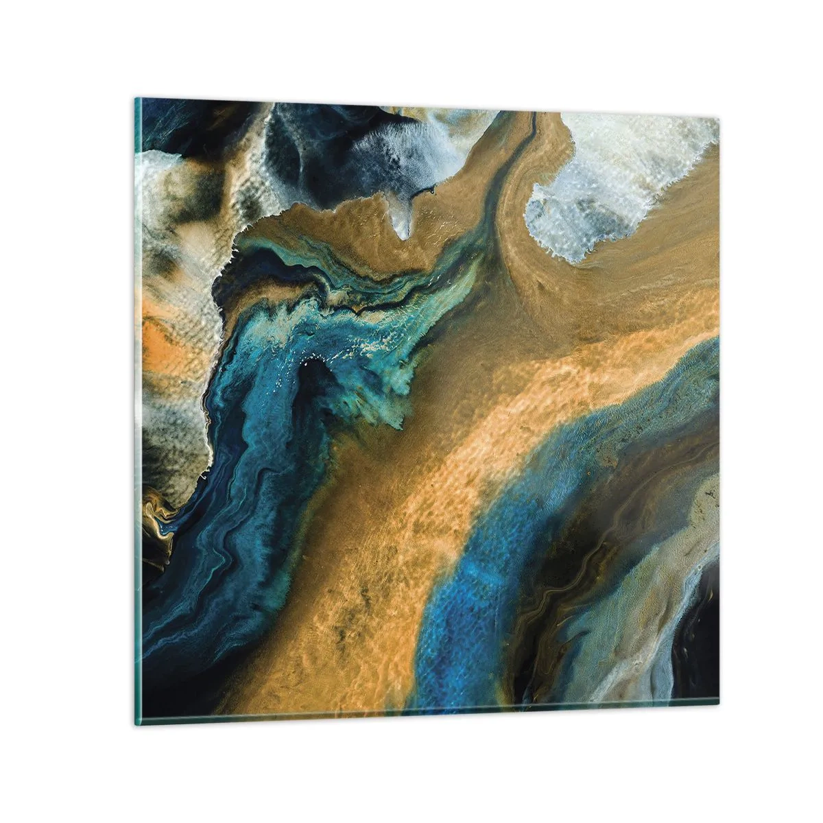 Quadro em vidro - Azul – amarelo – influências mútuas - 30x30 cm