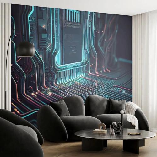 Papel de Parede Autocolante Deluxe Sticker - Só estou a pensar... - Tecnologia, Computador, Processador - 350x256 cm