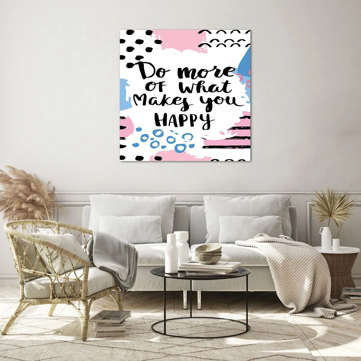 Quadro em vidro - Como ser feliz - 30x30 cm
