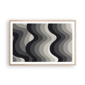 Pôster com moldura de carvalho claro - Onda após onda - 91x61 cm