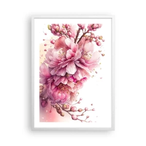 Pôster em moldura branca - Flor de cerejeira - 50x70 cm
