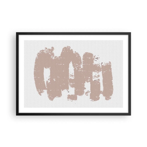 Pôster com moldura preta - Abstração em rosa suave - 70x50 cm