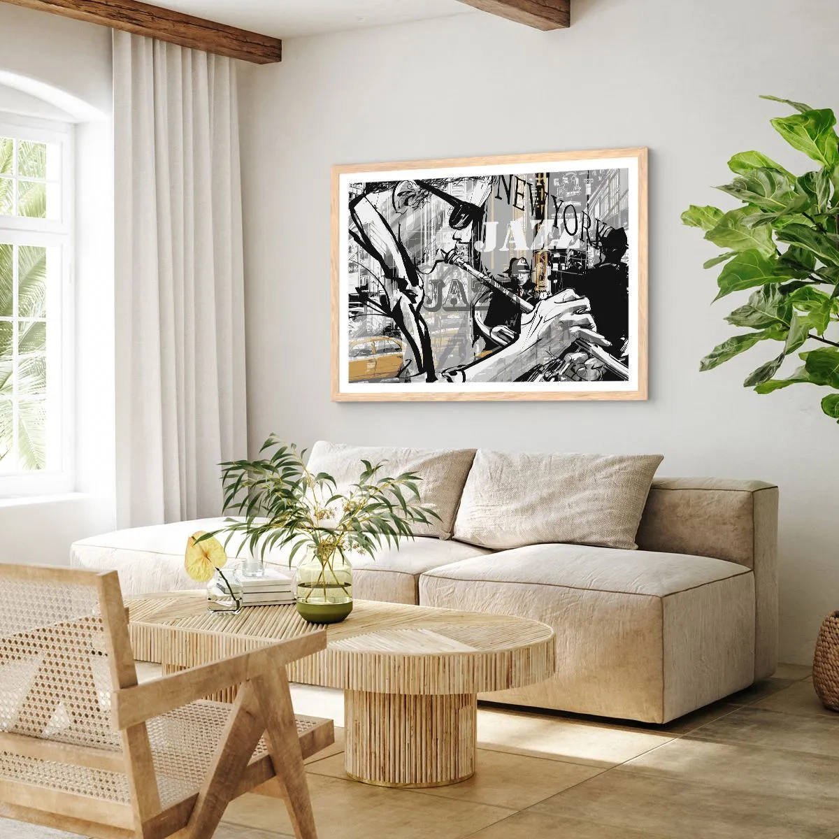 Pôster com moldura de carvalho claro - Ao ritmo de Nova Iorque - 50x40 cm