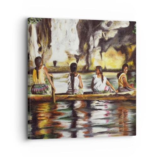 Quadro em tela - Num paraíso polinésio - 30x30 cm