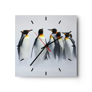 Relógio de parede - Relógio em vidro - Reunião em traje de gala - 30x30 cm