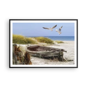 Pôster com moldura preta - Banhado pelo vento - 100x70 cm