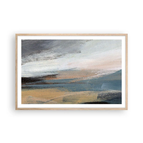 Pôster com moldura de carvalho claro - Abstração: paisagem do norte - 91x61 cm
