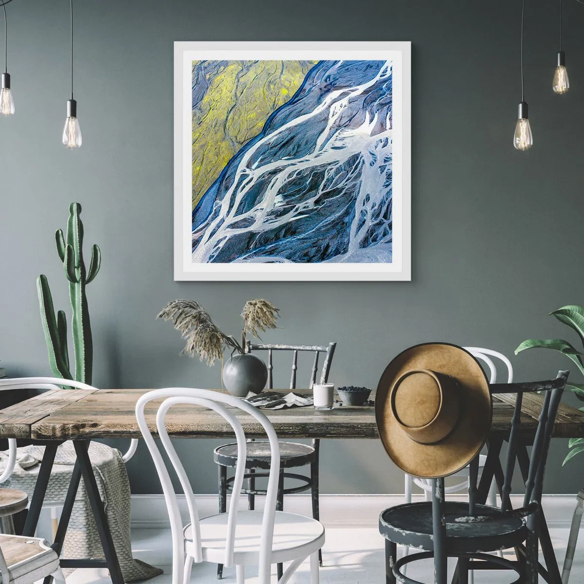 Pôster em moldura branca - Pinturas rupestres da natureza - 40x40 cm