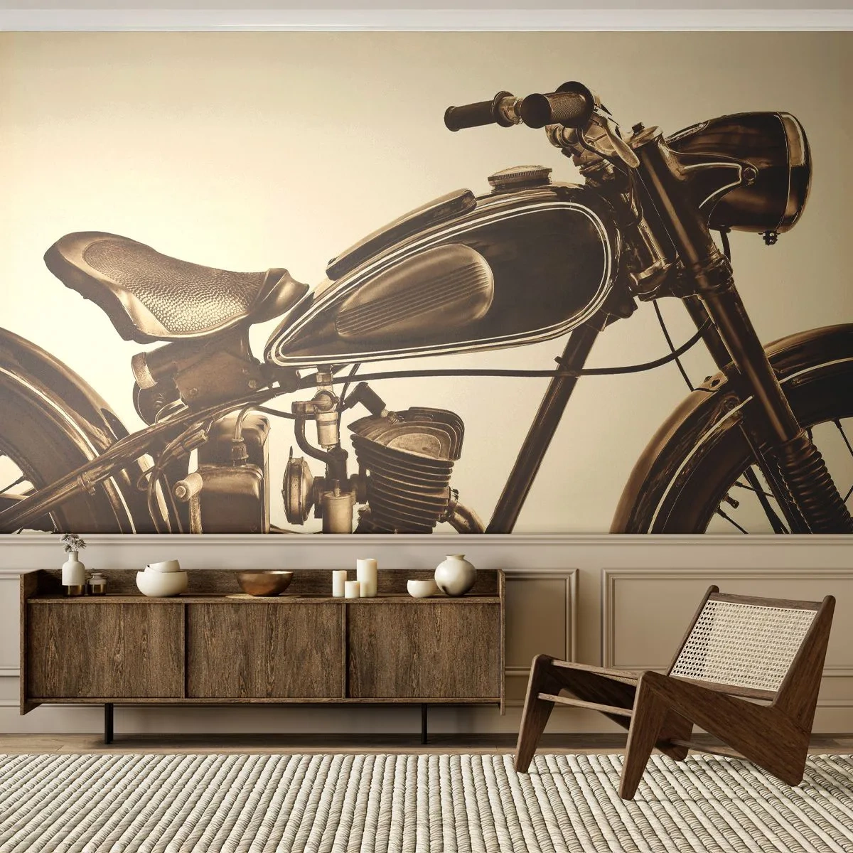 Papel de Parede Premium Sand - Saudades dos clássicos - Moto, Vintage, Automotivo - 100x70 cm