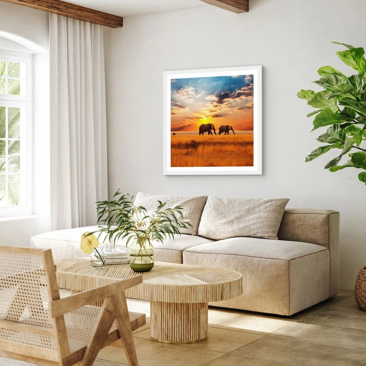 Pôster em moldura branca - Caminhada em família - 30x30 cm