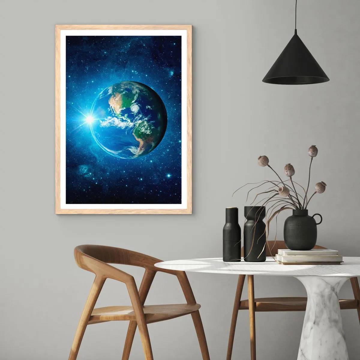 Pôster com moldura de carvalho claro - Estamos no céu - 70x100 cm