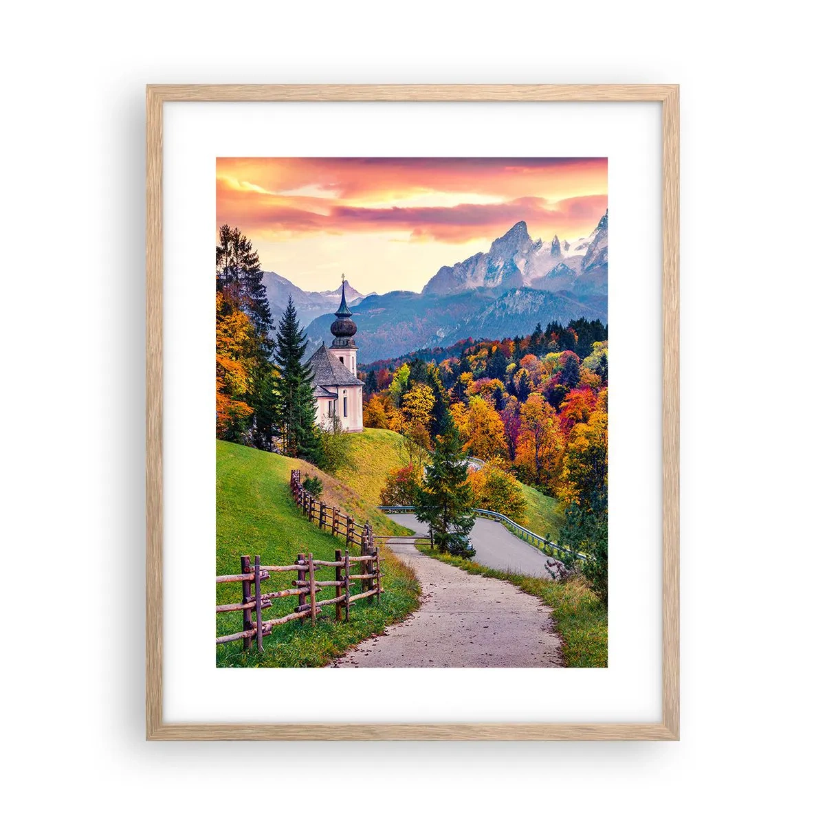 Pôster com moldura de carvalho claro - Paisagem como uma pintura - 40x50 cm