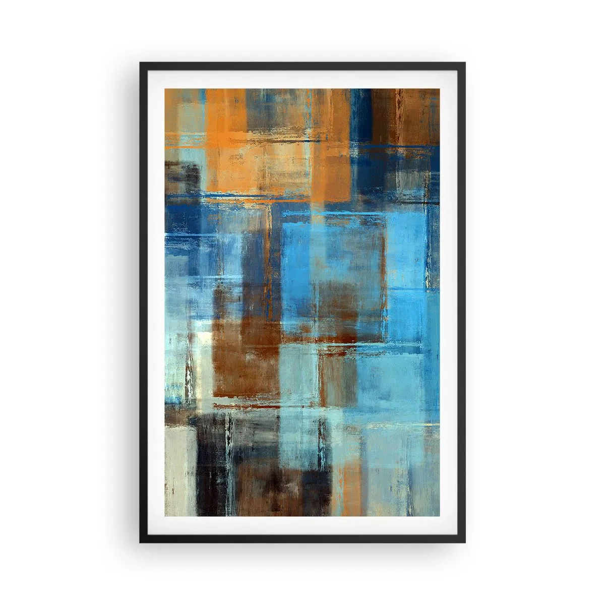 Pôster com moldura preta - Através da cortina azul - 61x91 cm