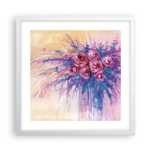 Pôster em moldura branca - Fonte de rosas - 40x40 cm