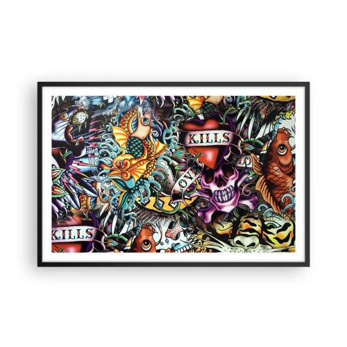 Pôster com moldura preta - O sonho do tatuador - 91x61 cm