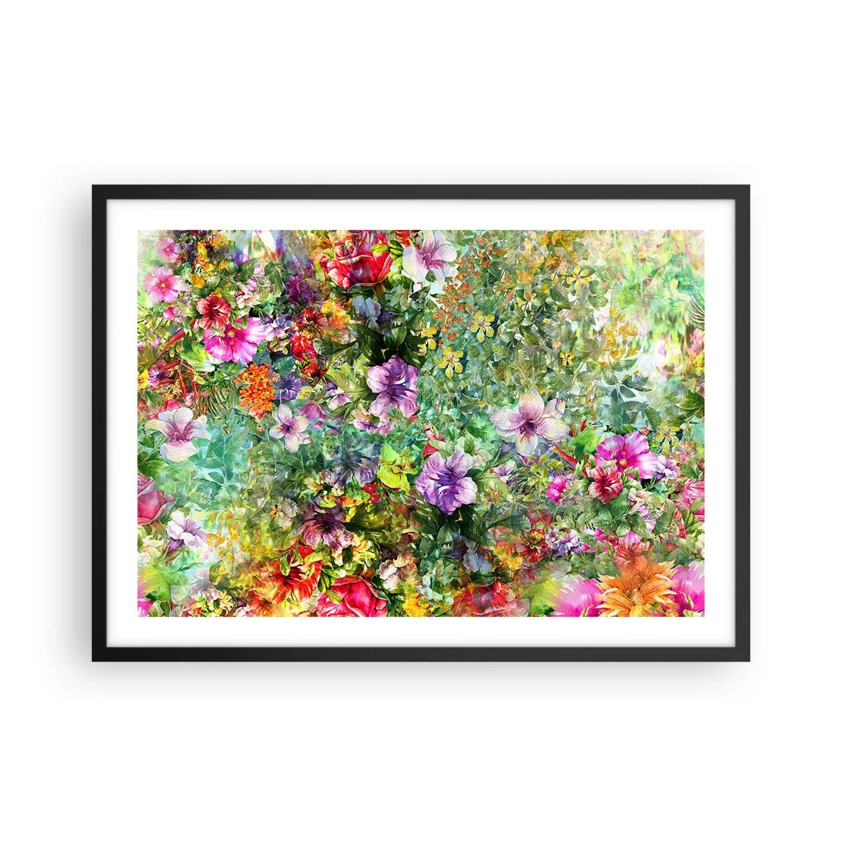 Pôster com moldura preta - Nas flores para a perdição - 70x50 cm