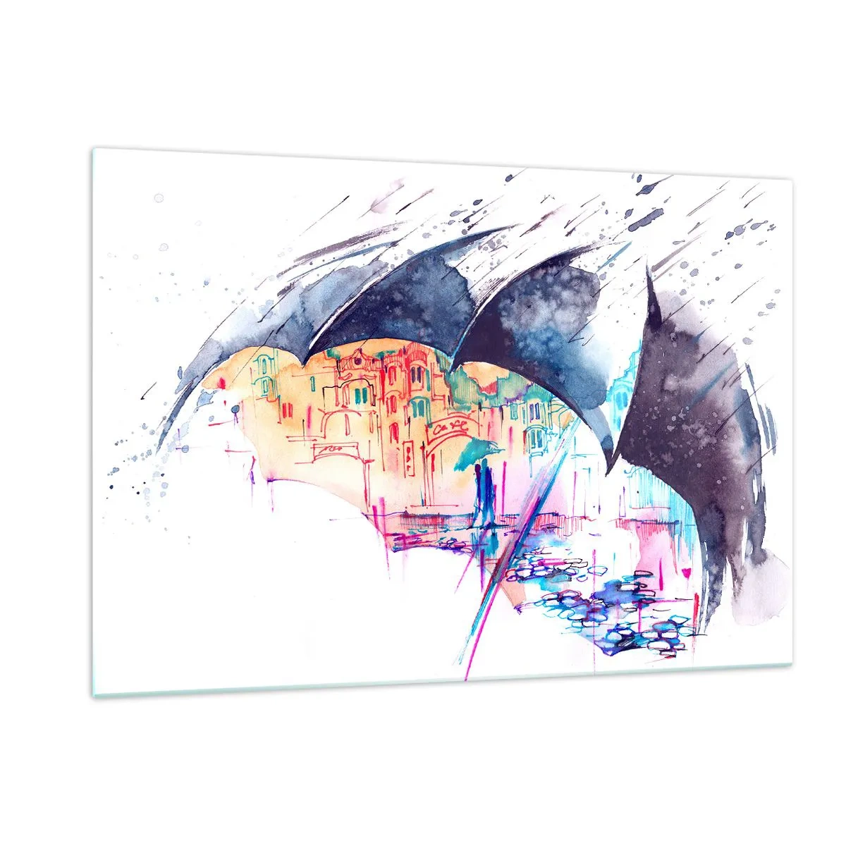 Quadro em vidro - Passeio na chuva - 120x80 cm