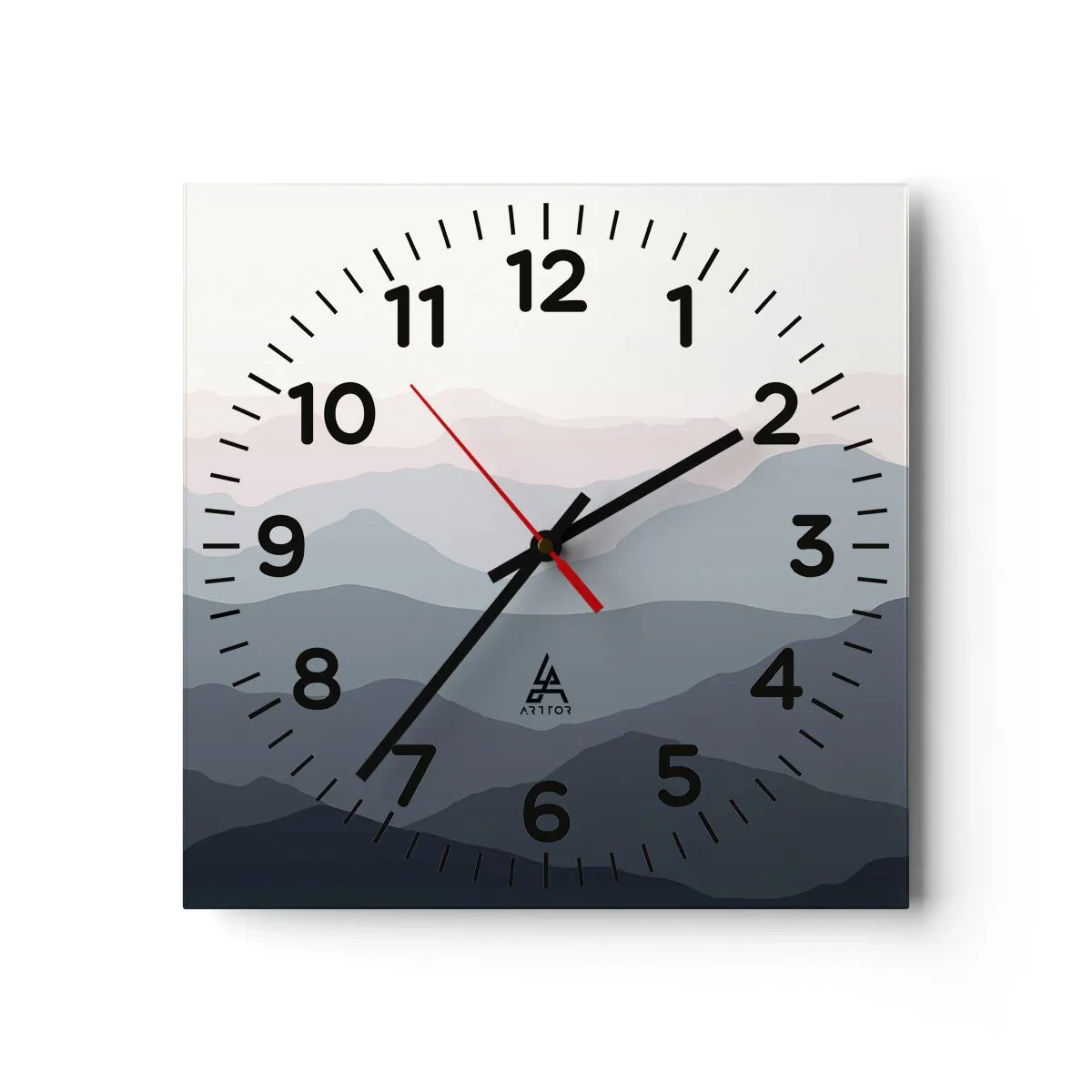 Relógio de parede - Relógio em vidro - Ondas de montanha - 40x40 cm