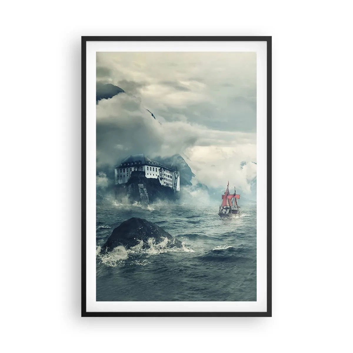 Pôster com moldura preta - Nas águas mágicas - 61x91 cm