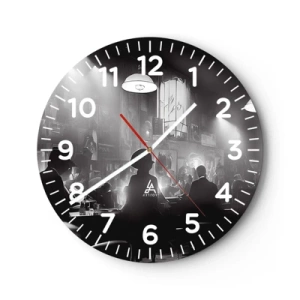 Relógio de parede - Relógio em vidro - Em uma atmosfera de jazz - 30x30 cm