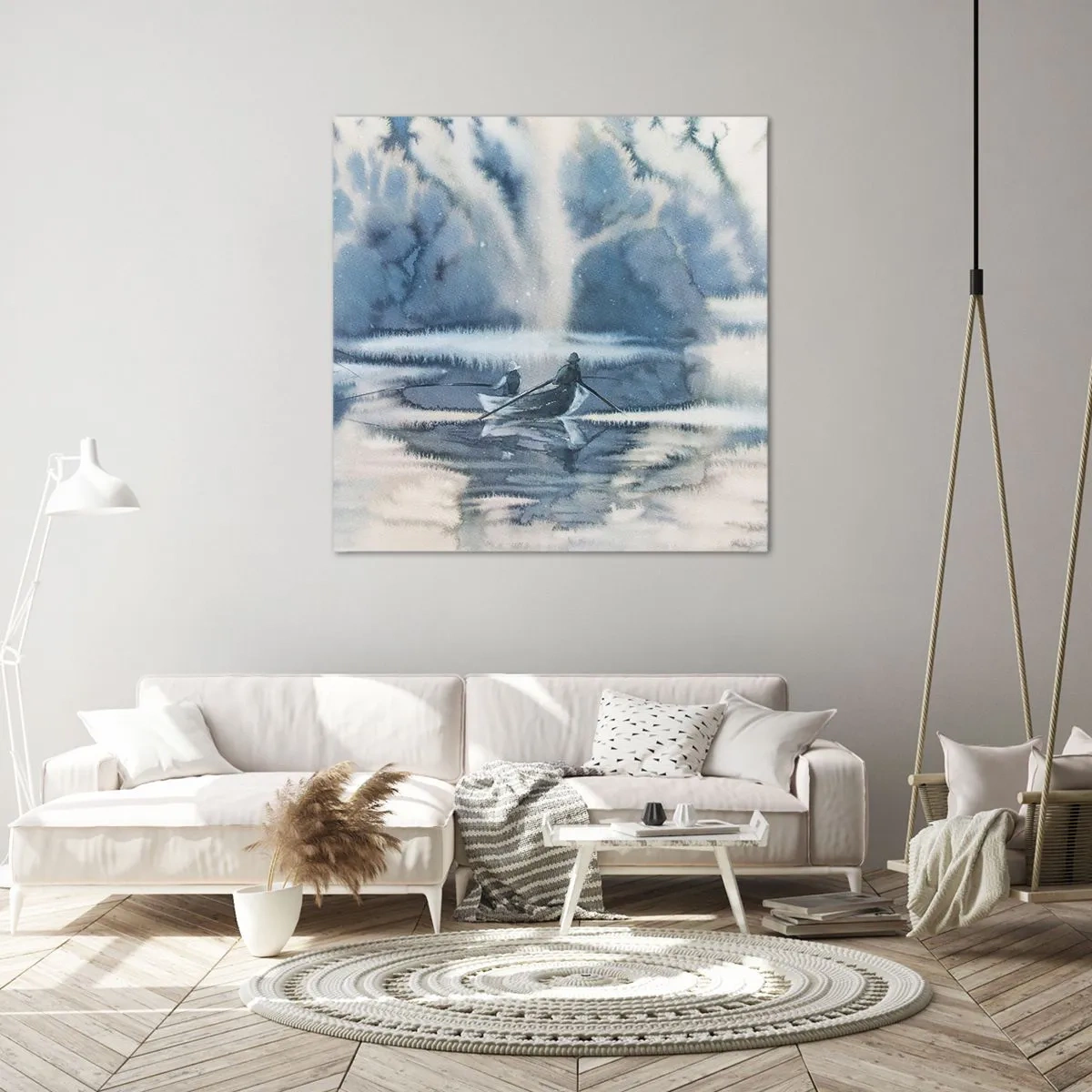 Quadro em tela - Pescadores no seu paraíso - 40x40 cm